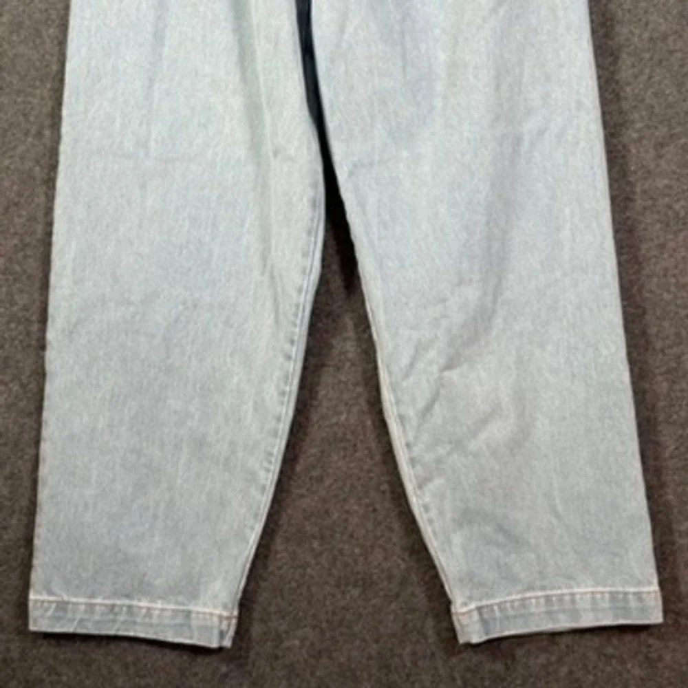 Denim Trousers by Big Press Light Wash Pleated Wide Leg Jeans Womens Medium